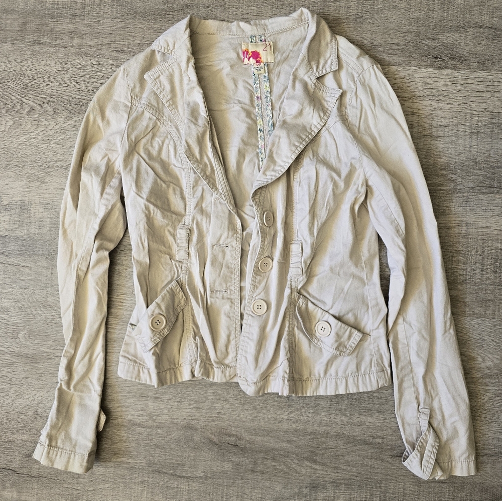Forever21 Cream Buttoned Jacket